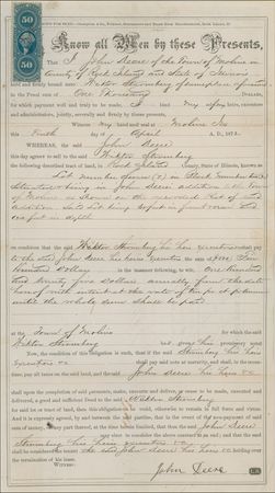 Lot #184 John Deere: Signed bond to sell land in the town where his company was headquartered - Image 3