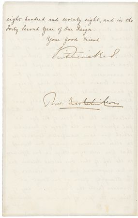 Lot #345 Victoria: Gorgeously signed request to mourn the death of cousin King George of Hanover - Image 1