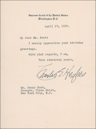 Lot #325 Supreme Court: Charles Evans Hughes Group Lot - Image 1