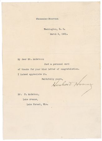 Lot #50 Herbert Hoover and Charles Curtis Group Lot - Image 1