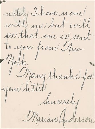 Lot #742 Marian Anderson Handwritten Letter Signed - Image 2