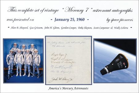 Lot #547 Mercury 7: An oversized Mercury 7 display piece with stellar ?formal? signatures from 1960 - Image 1