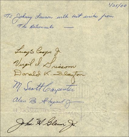 Lot #547 Mercury 7: An oversized Mercury 7 display piece with stellar ?formal? signatures from 1960 - Image 2