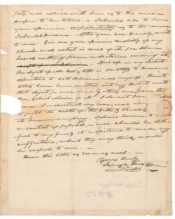 Lot #96 James Polk: Warning the recipient to “Burn this letter as soon as read,” Polk defends himself against his fiercest rival - Image 3