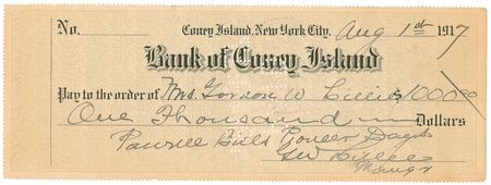 Lot #274 Gordon “Pawnee Bill” Lillie Check - Image 1