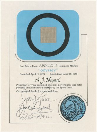 Lot #454 Apollo 13: Apollo 13 crew shows gratitude with a memento from the flight - Image 2