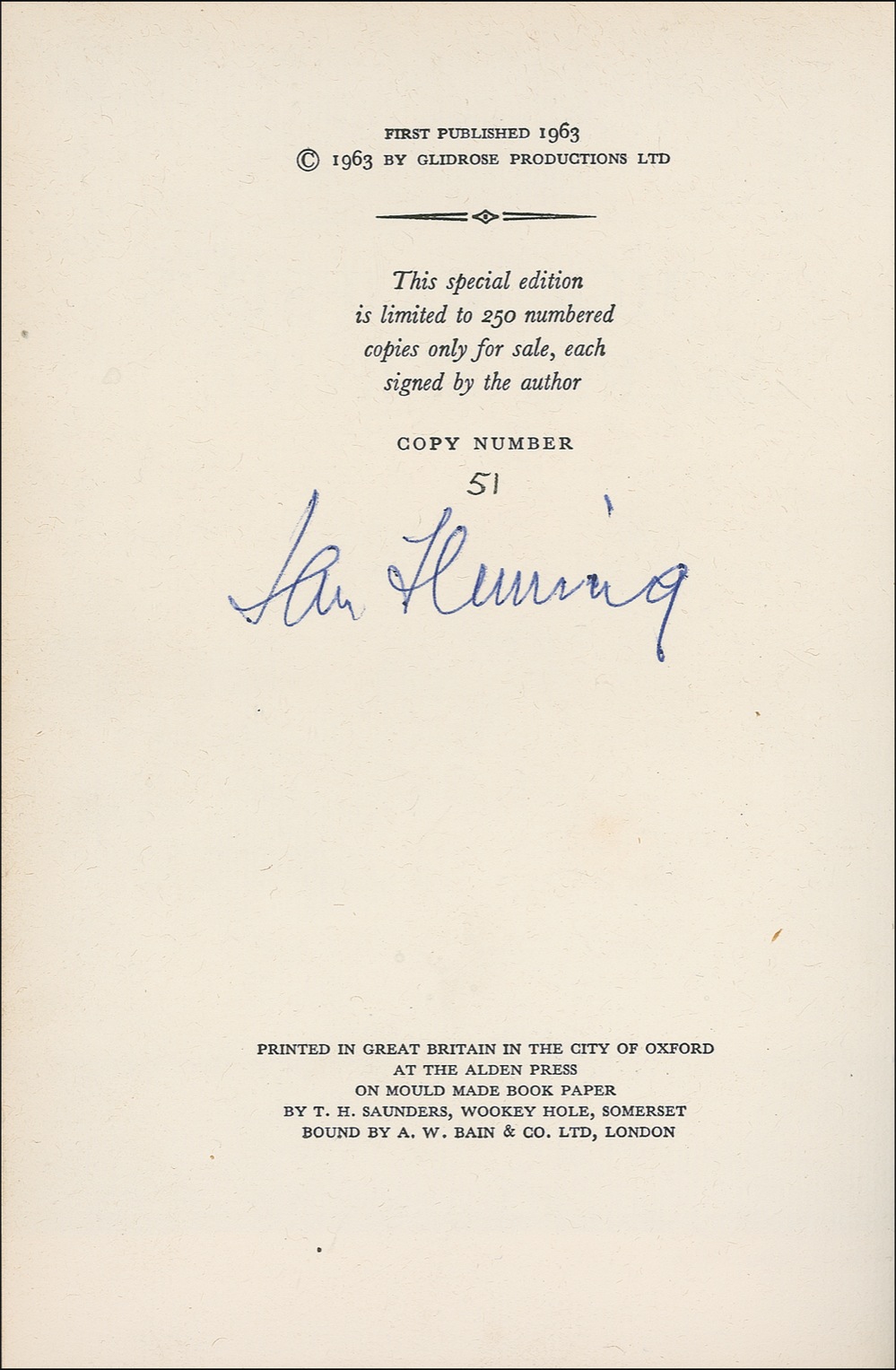Lot 549 Ian Fleming: Signing a limited edition of On Her Majesty’s Secret Service