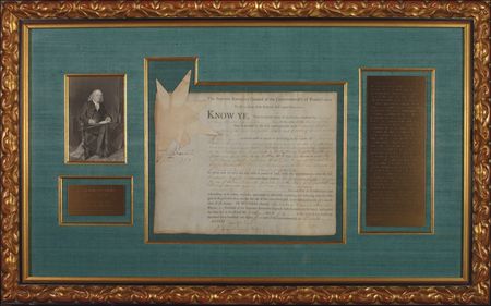 Lot #220 Benjamin Franklin: FRANKLIN signs a Pennsylvania land grant in the midst of the Constitutional Convention - Image 1