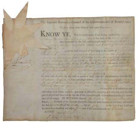 Lot #220 Benjamin Franklin: FRANKLIN signs a Pennsylvania land grant in the midst of the Constitutional Convention - Image 2