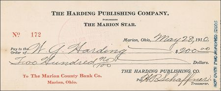 Lot #47 Warren G. Harding Check - Image 2
