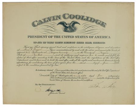 Lot #23 Calvin Coolidge Signed Document