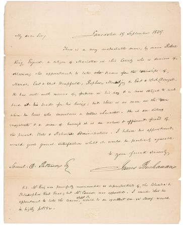 Lot #4 James Buchanan: Recommending a census taker