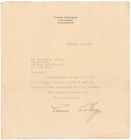 Lot #24 Calvin Coolidge Typed Letter Signed