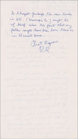 Lot #100 Ronald Reagan: “I can’t recall whether I told you of the Texas lady who believes in a possible relationship (Reagan side) or not” - Image 2