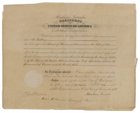 Lot #81 Abraham Lincoln: Fearing foreign intervention Lincoln shores up European relations - Image 1