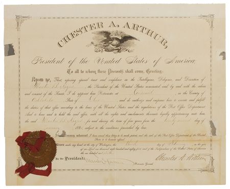 Lot #3 Chester A. Arthur Signed Document