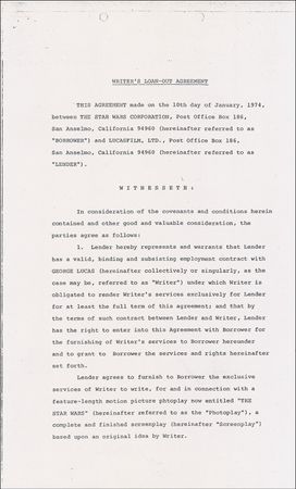 Lot #1109 George Lucas: The Holy Grail of the Sci-Fi World! George Lucas agrees to write The Star Wars! - Image 1