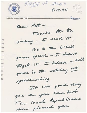 Lot #6 George Bush: “I believe a b’ball game is