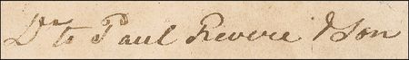 Lot #292 Paul Revere: Revere’s handwritten signed receipt for a brass Sea Mortar he made for the U. S. Navy’s Argus, fired 16 months later in the First Barbary War in support of the land attack of the Marines immortalized in their Hymn - Image 2