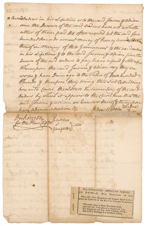 Lot #195 John Dickinson Signed Document - Image 2