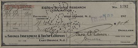 Lot #201 Thomas Edison Check - Image 2
