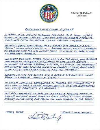 Lot #469 Charlie Duke Manuscript - Image 1