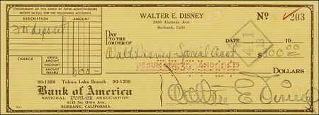 Lot #632 Walt Disney Check - Image 2