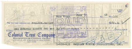 Lot #1135 Marilyn Monroe Check - Image 1