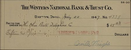 Lot #515 Orville Wright Check - Image 2