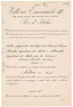 Lot #276 Benito Mussolini and Vittorio Emanuel III Signed Document - Image 1