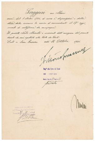 Lot #276 Benito Mussolini and Vittorio Emanuel III Signed Document - Image 2