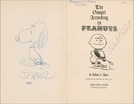 Lot #660 Charles Schulz: Peanuts ?Gospel? with not one, but two original Snoopy sketches - Image 1
