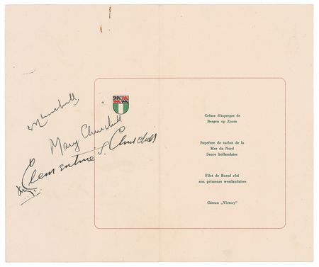 Lot #168 Winston Churchill: Churchill and his family sign at a luncheon in his honor - Image 2