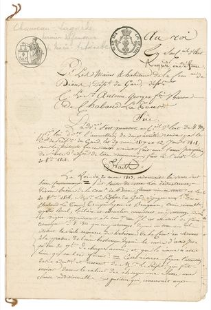 Lot #164 Claude Francois Chauveau-Lagarde Signed Document - Image 1