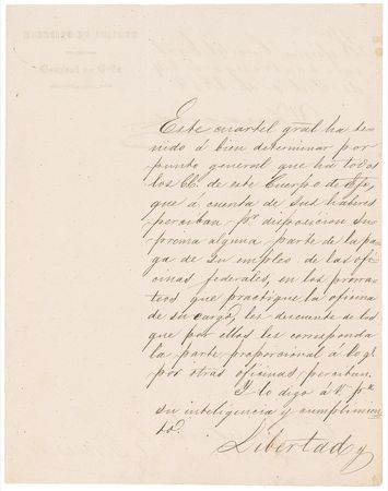 Lot #412 Ignacio Zaragoza: Seldom-encountered document from the general whose triumph created Cinco de Mayo - Image 1