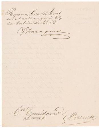Lot #412 Ignacio Zaragoza: Seldom-encountered document from the general whose triumph created Cinco de Mayo - Image 2