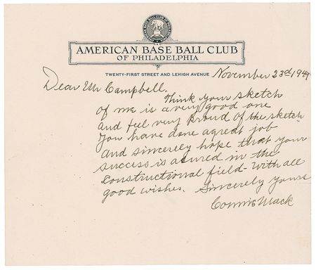 Lot #1371 Connie Mack Sketch - Image 2