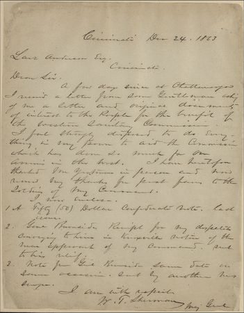 Lot #396 William T. Sherman: Sherman seeks papers from his rescue of Burnside - Image 2