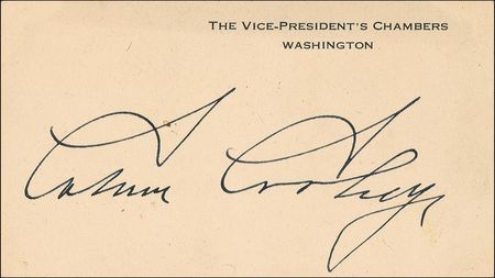 Lot #9 Calvin Coolidge Vice President Card