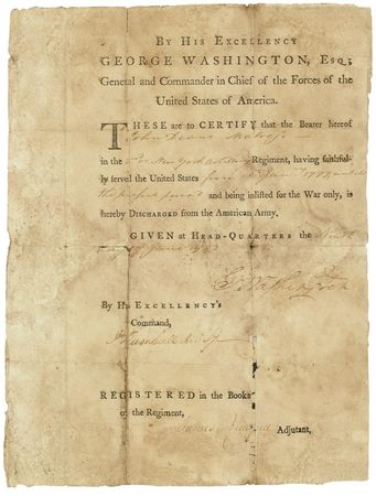 Lot #103 George Washington: Washington discharges a matross from the battle-hardened 2nd New York - Image 1