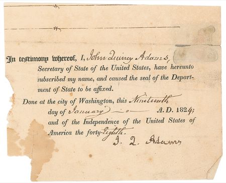 Lot #2 John Quincy Adams Signed Document