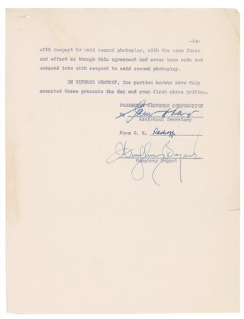 Lot #926 Humphrey Bogart: Bogie begins his tumultuous relationship with Paramount - Image 2