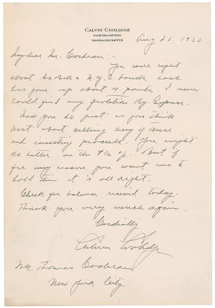 Lot #12 Calvin Coolidge: Coolidge successfully