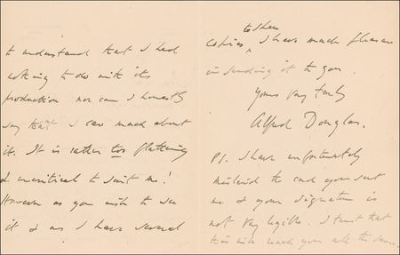 Lot #536 Alfred Douglas Handwritten Letter Signed - Image 2