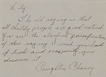 Lot #945 Lon Chaney, Jr: “All chubby people are good natured. You are the absolute personification of this saying” - Image 2