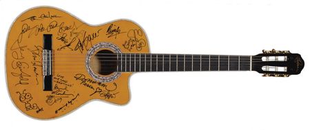 Lot #871 Rock and Roll Greats: Fabulous signed guitar from the Change Begins Within benefit concert including Paul and Ringo - Image 1