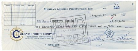 Lot #1033 Marilyn Monroe Check - Image 1