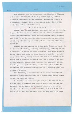 Lot #968 Judy Garland: Amid crisis, Garland signs a contract - Image 1