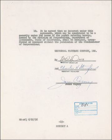 Lot #940 James Cagney Signed Document - Image 2