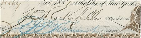 Lot #256 John D. Rockefeller and Henry Flagler: 1887 Standard Oil stock certificate signed by Rockefeller and Flagler - Image 2